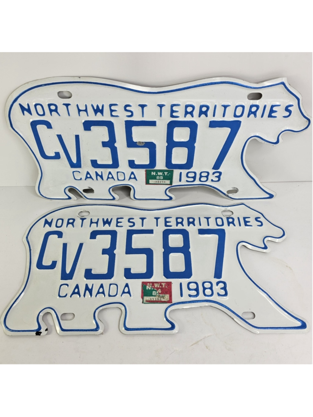 Set 1983 Northwest Territories Polar Bear License Plates 1985 Tags Commercial